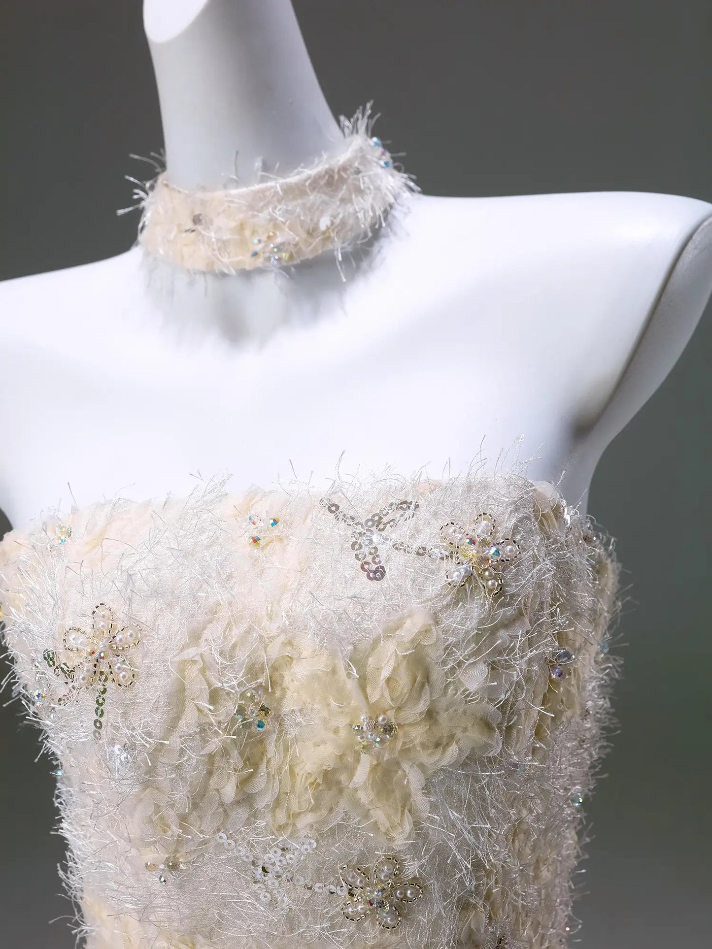 Yellow Floral Lace Formal Dress Strapless Ball Gown - CQ0132-Couture Gown 2025 -Viniodress-Yellow-Custom Size-