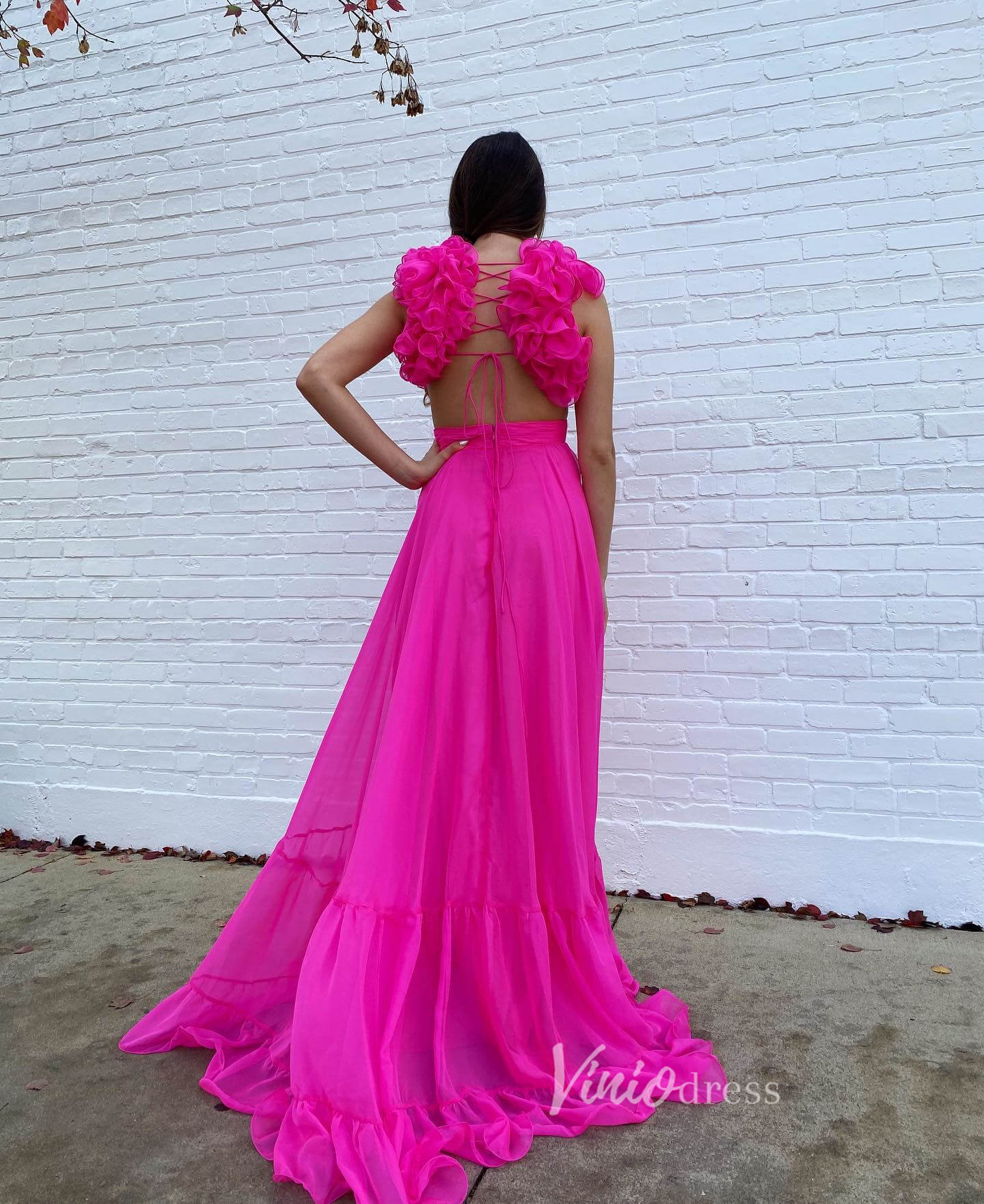 Yellow Pleated Chiffon Prom Dresses Crossed Tiered Strap FD3692-prom dresses 2025 -Viniodress-Yellow-Custom Size-