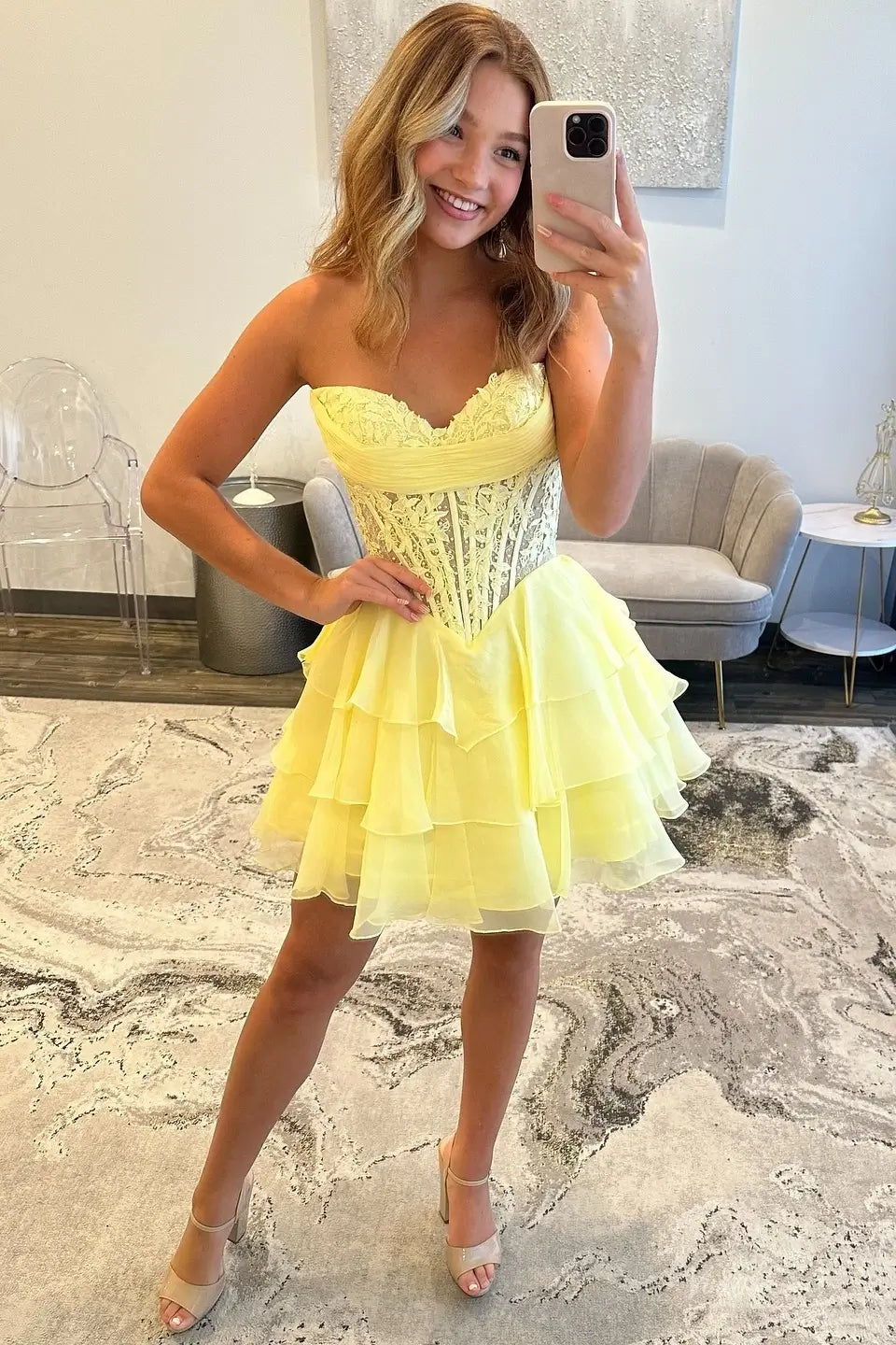 HR025-Homecoming Dresses 2026-Viniodress-Yellow-Custom Size – Add Measurements in Cart-