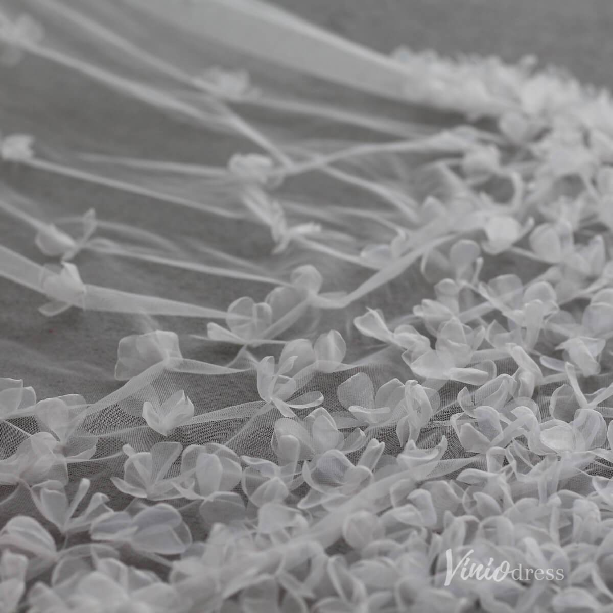 3D Floral Bridal Veil AC1293-Bridal Veil 2025 -Viniodress-Ivory-