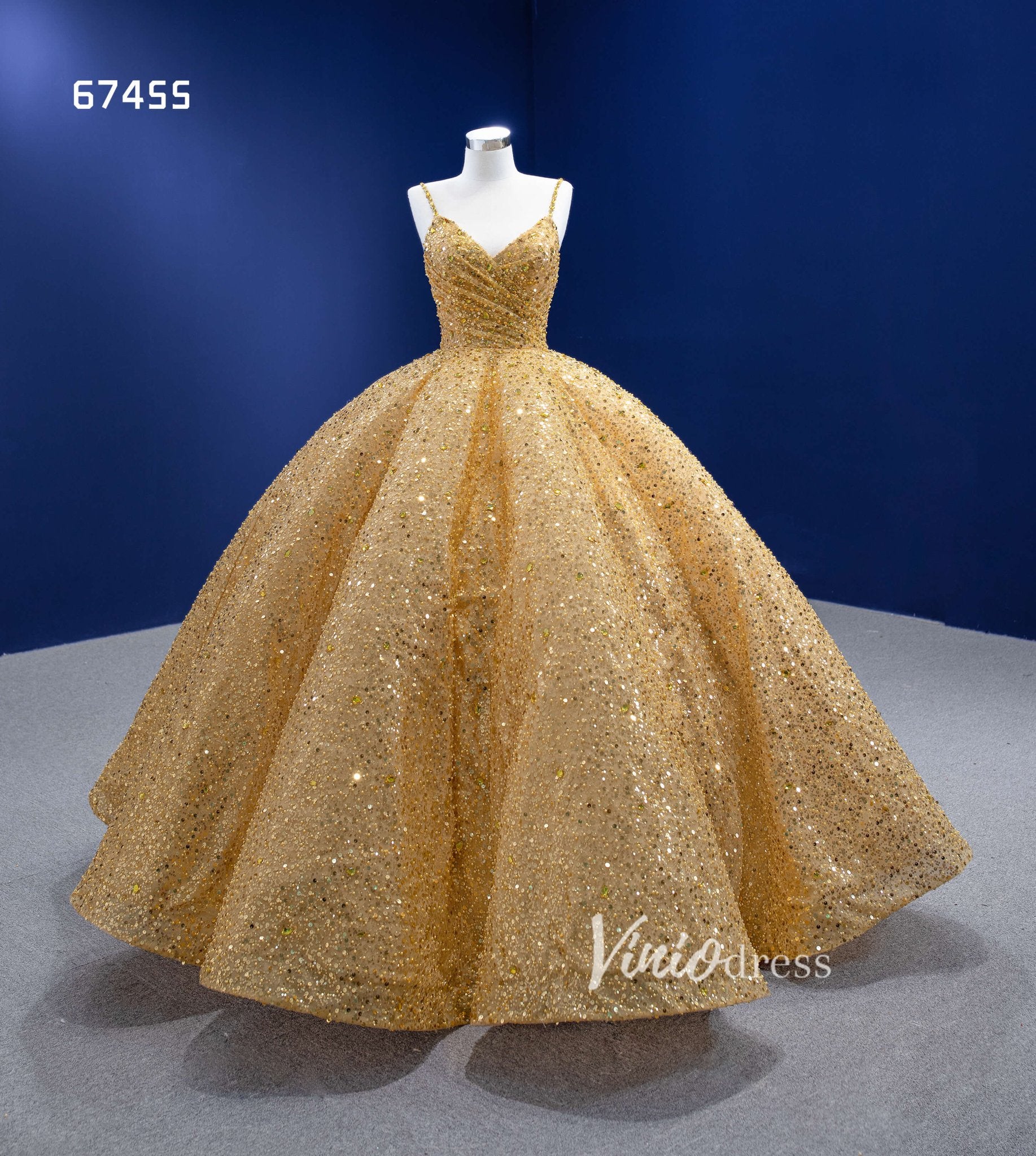 green emerald velvet dress Off the Shoulder Gold Sparkle Wedding Dress with Detachable Train – Rosymae main image 0