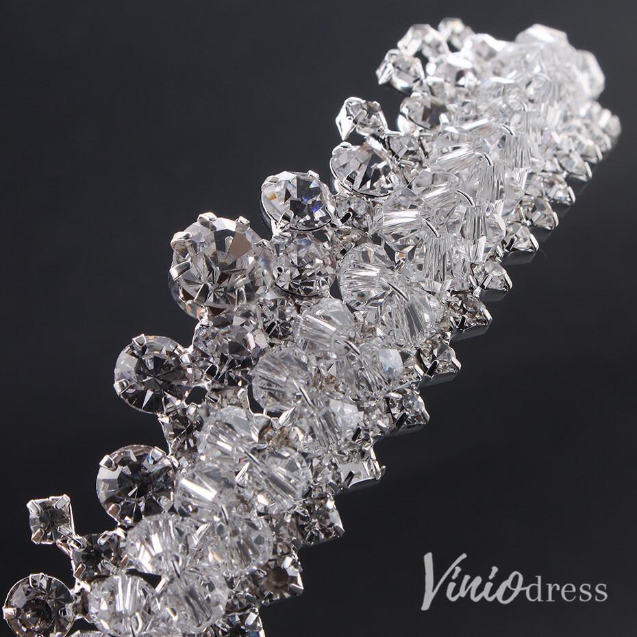 Crystal Clear Headband Bridal Tiaras AC1255-Headpieces 2025 -Viniodress-Silver-