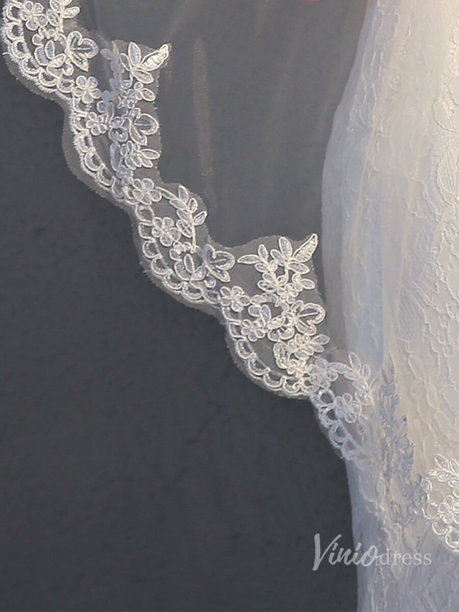 Fingertip Length Mantilla Veil Viniodress TS17122-Bridal Veil 2025 -Viniodress-Ivory-
