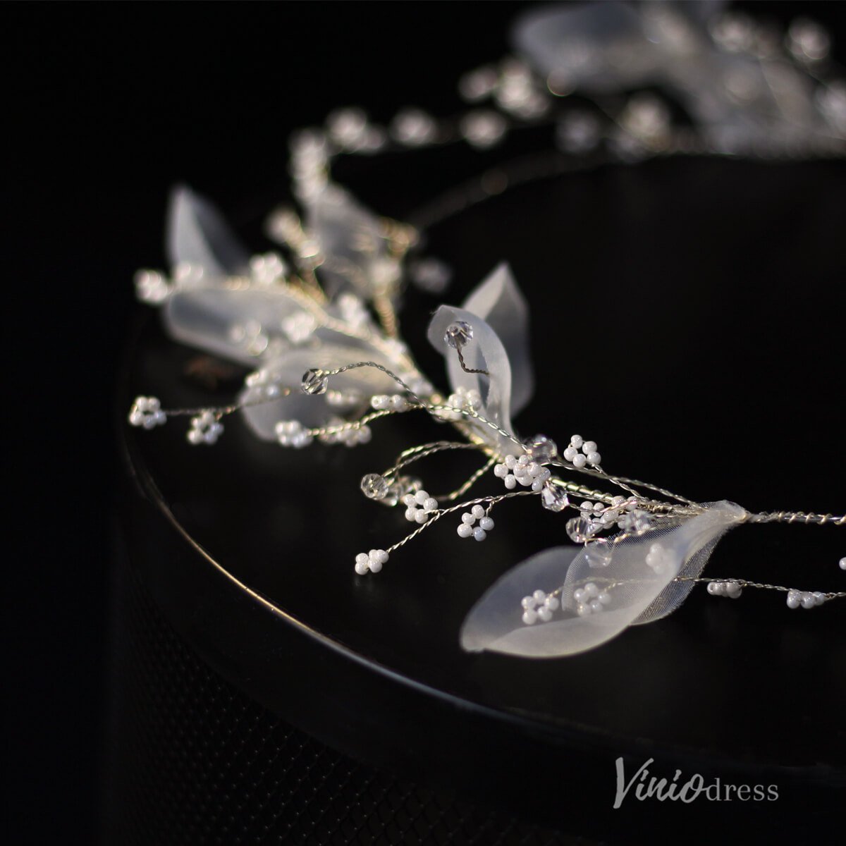 Floral Bridal Headband Veil Viniodress AC1316-Bridal Veil 2025 -Viniodress-Ivory-