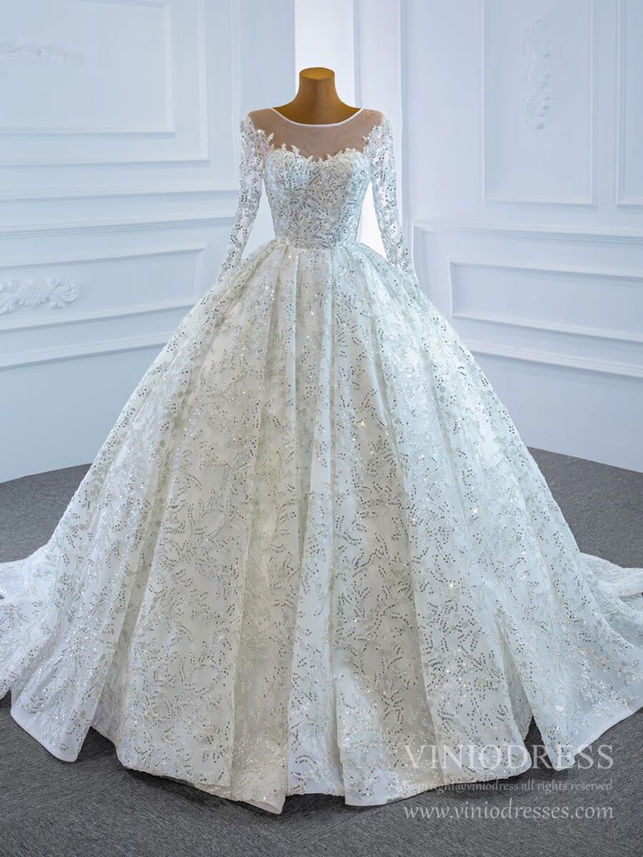 Fully Beaded Arabic Wedding Dresses Long Sleeve Bridal Gown VW1795 Viniodress Fully Beaded Arabic Wedding Dresses Long Sleeve Bridal Gown VW1795 Viniodress
