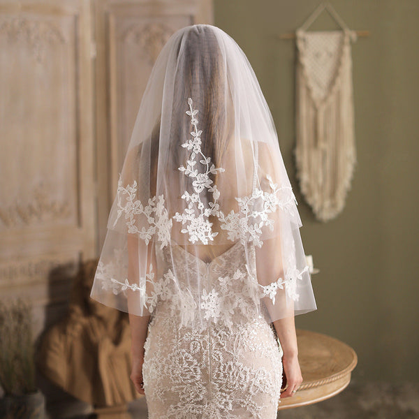 Lace Appliqued Cathedral Bridal Veil – Viniodress
