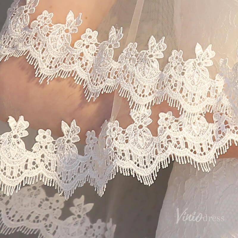 Lacy 2 Tier Bridal Veil Viniodress TS17148-Bridal Veil 2025 -Viniodress-Ivory-