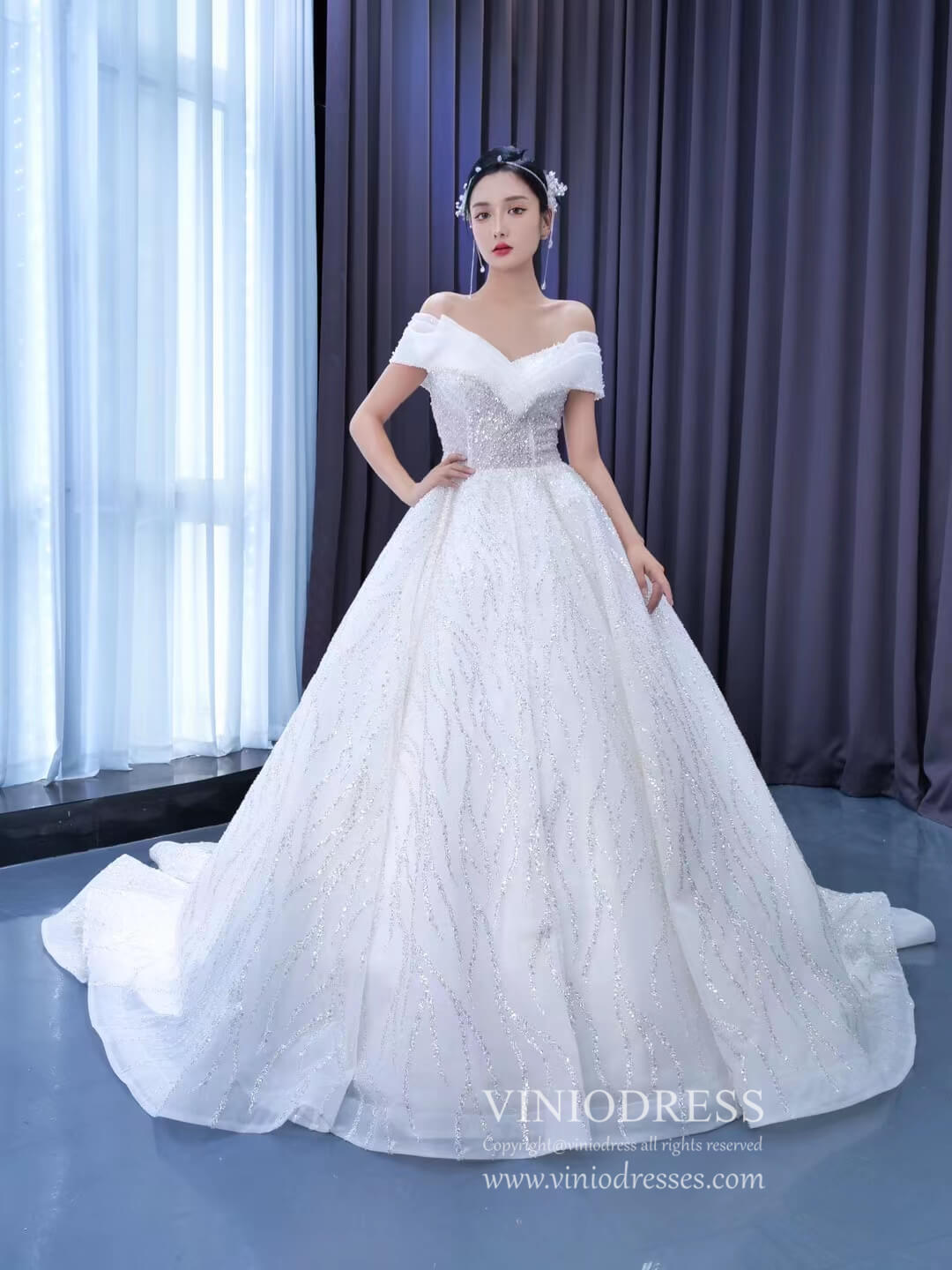 Off the Shoulder Ball Gown Wedding Dresses 222218 – Viniodress