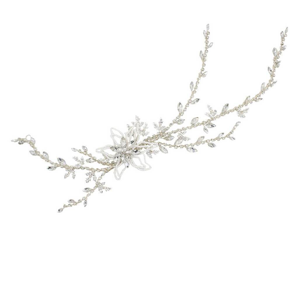 Vintage Crystal Bridal Hair Vine with Pearl Flower AC1193-Headpieces 2025 -Viniodress-Headband-