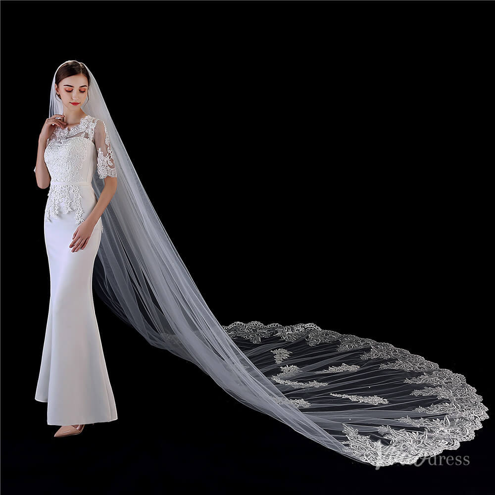 Vintage Lace Cathedral Veil Viniodress TS1913-Bridal Veil 2025 -Viniodress-Ivory-