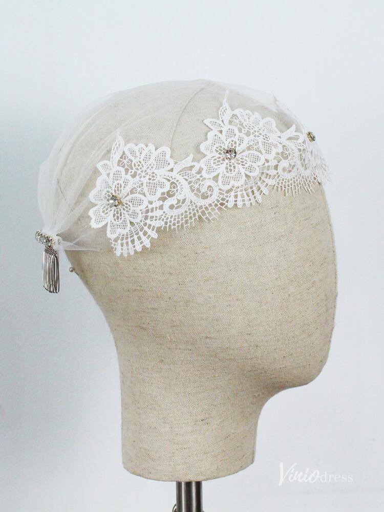 Vintage Lace Headpiece Bridal Veil Viniodress AC1295-Bridal Veil 2025 -Viniodress-Ivory-