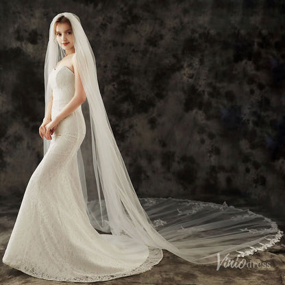 1 Tier Cathedral Veil Viniodress TS1910-Bridal Veil 2025 -Viniodress-Ivory-