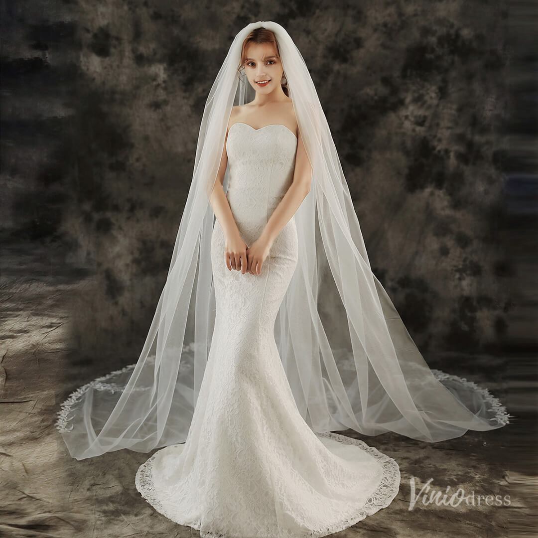 1 Tier Cathedral Veil Viniodress TS1910-Bridal Veil 2025 -Viniodress-Ivory-