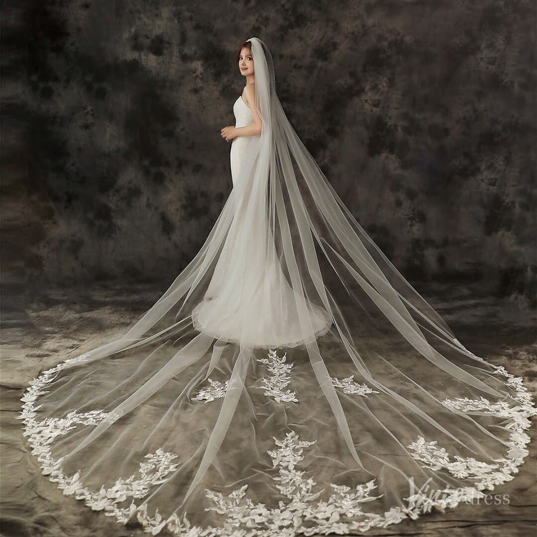 1 Tier Cathedral Veil Viniodress TS1910-Bridal Veil 2025 -Viniodress-Ivory-