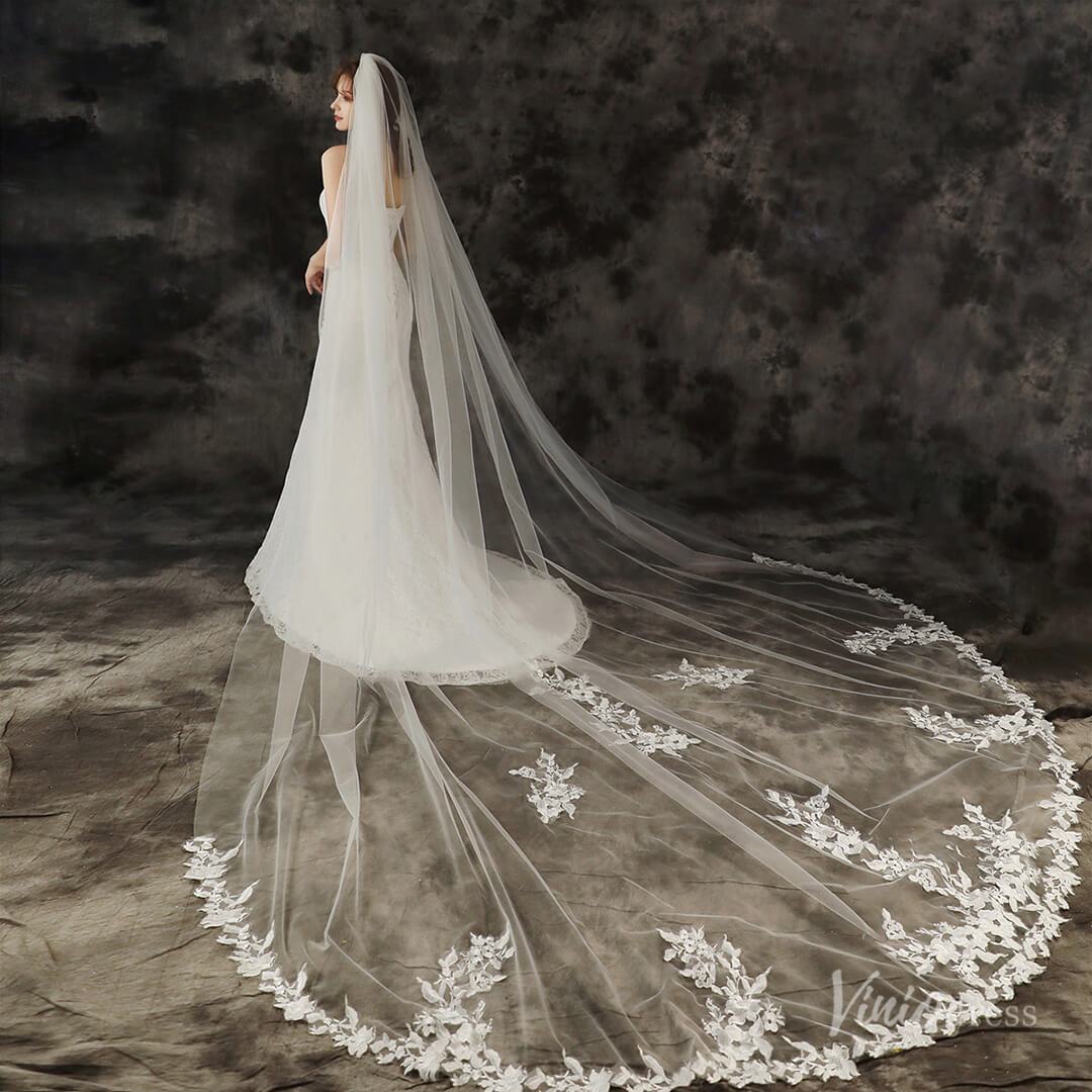 1 Tier Cathedral Veil Viniodress TS1910-Bridal Veil 2025 -Viniodress-Ivory-
