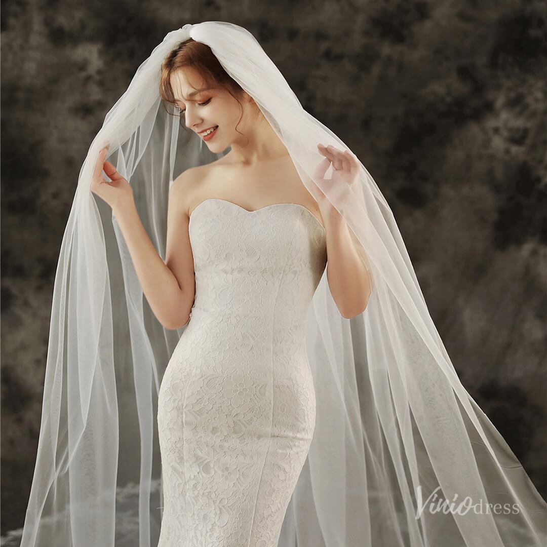 1 Tier Cathedral Veil Viniodress TS1910-Bridal Veil 2025 -Viniodress-Ivory-