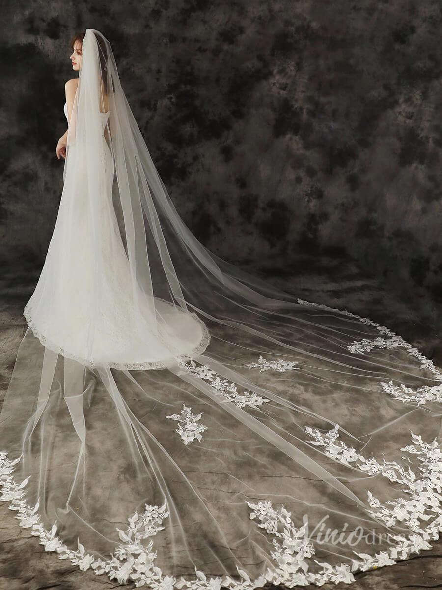 1 Tier Cathedral Veil Viniodress TS1910-Bridal Veil 2025 -Viniodress-Ivory-