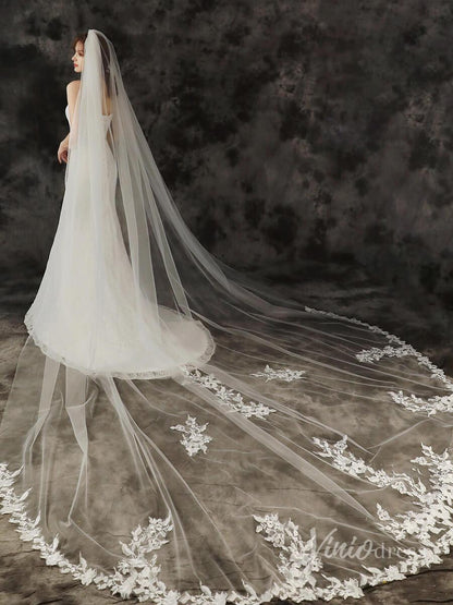 1 Tier Cathedral Veil Viniodress TS1910-Bridal Veil 2025 -Viniodress-Ivory-
