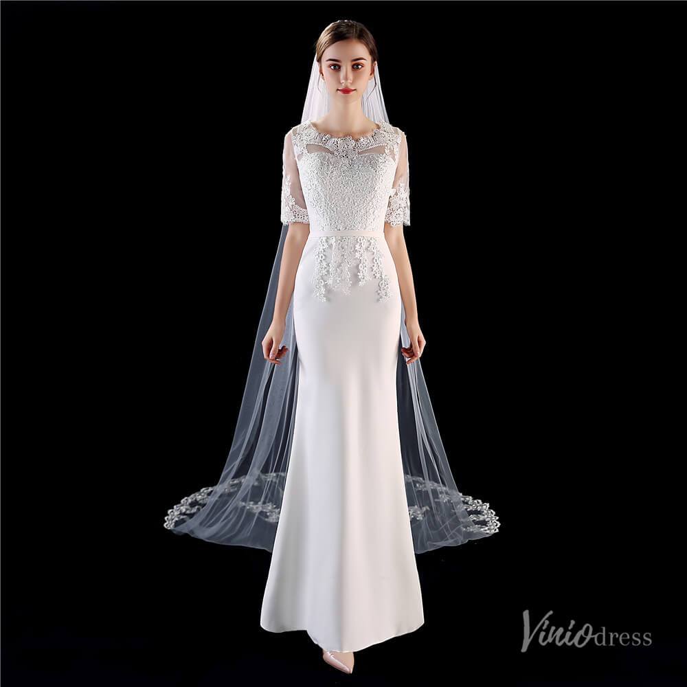 1 Tier Lace Cathedral Veil Viniodress TS1918-Bridal Veil 2025 -Viniodress-Ivory-