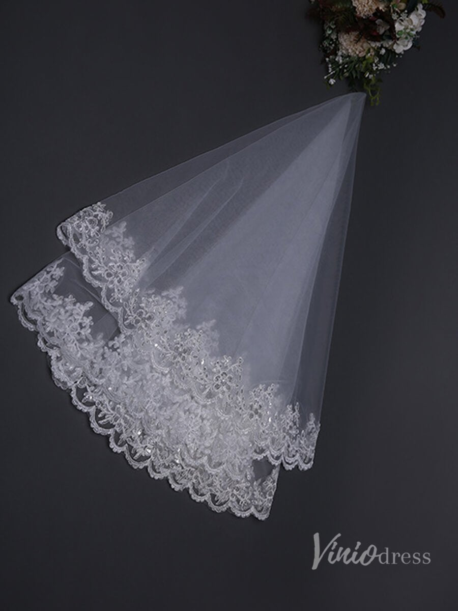 1 Tier Waltz Length Mantilla Veil Viniodress TS17130-Bridal Veil 2025 -Viniodress-Ivory-