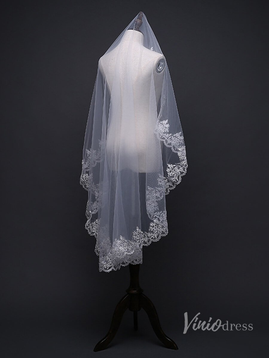 1 Tier Waltz Length Mantilla Veil Viniodress TS17130-Bridal Veil 2025 -Viniodress-Ivory-