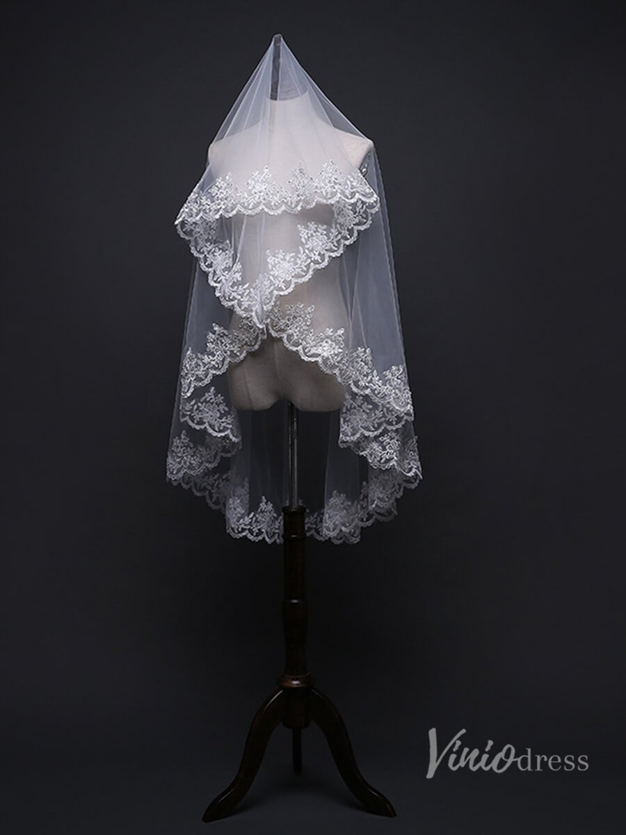 1 Tier Waltz Length Mantilla Veil Viniodress TS17130-Bridal Veil 2025 -Viniodress-Ivory-