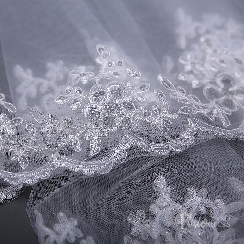 1 Tier Waltz Length Mantilla Veil Viniodress TS17130-Bridal Veil 2025 -Viniodress-Ivory-