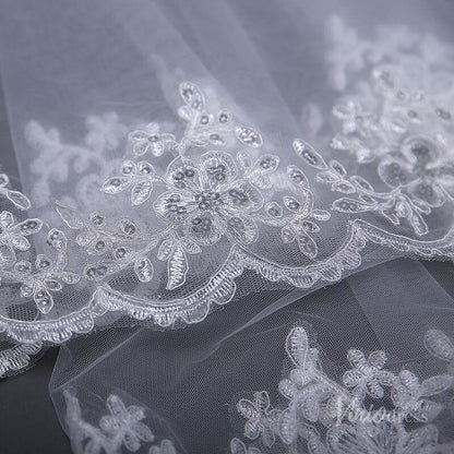 1 Tier Waltz Length Mantilla Veil Viniodress TS17130-Bridal Veil 2025 -Viniodress-Ivory-