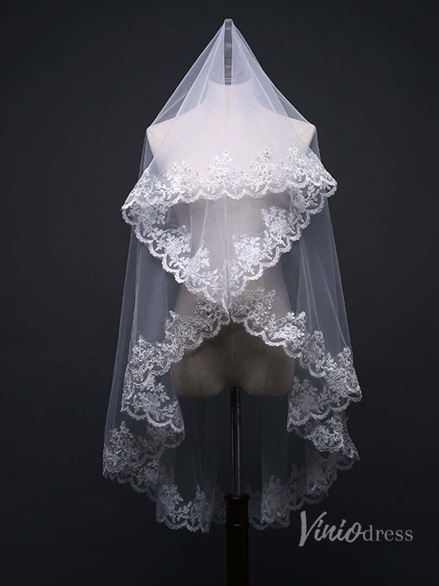 1 Tier Waltz Length Mantilla Veil Viniodress TS17130-Bridal Veil 2025 -Viniodress-Ivory-