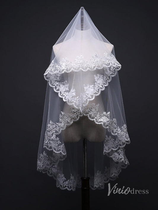 1 Tier Waltz Length Mantilla Veil Viniodress TS17130-Bridal Veil 2025 -Viniodress-Ivory-