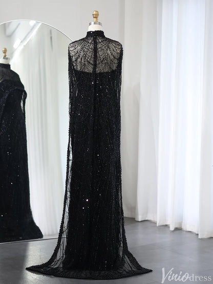 2 in 1 Beaded 20s Evening Gowns Gatsby Wedding Guest Dresses with Cape 20201-Evening Dresses 2025 -Viniodress-Sage-US 2-