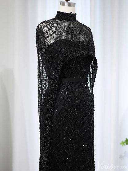2 in 1 Beaded 20s Evening Gowns Gatsby Wedding Guest Dresses with Cape 20201-Evening Dresses 2025 -Viniodress-Sage-US 2-