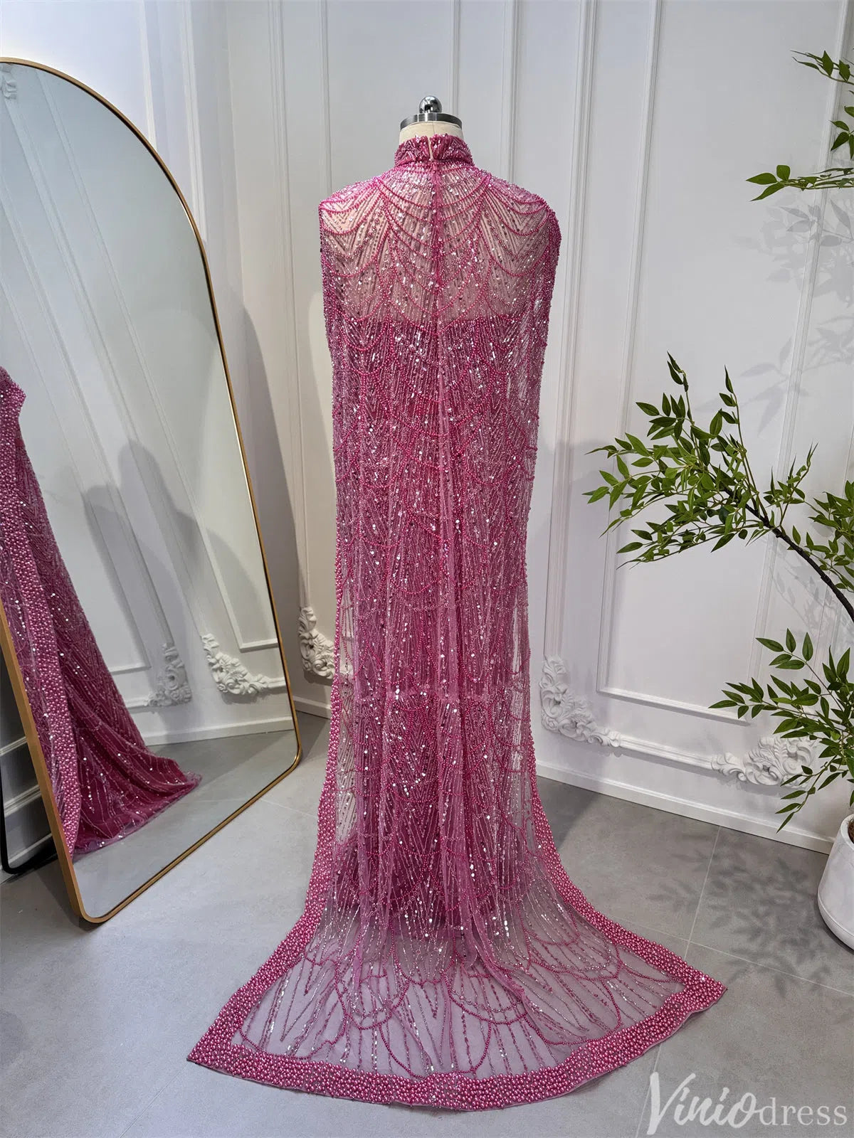2 in 1 Beaded 20s Evening Gowns Gatsby Wedding Guest Dresses with Cape 20201-Evening Dresses 2025 -Viniodress-Sage-US 2-