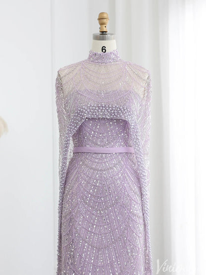 2 in 1 Beaded 20s Evening Gowns Gatsby Wedding Guest Dresses with Cape 20201-Evening Dresses 2025 -Viniodress-Sage-US 2-