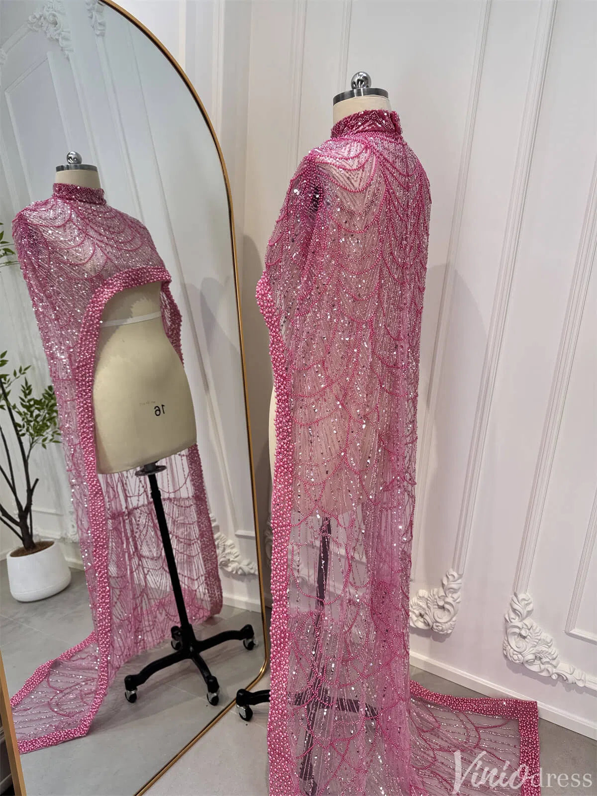 2 in 1 Beaded 20s Evening Gowns Gatsby Wedding Guest Dresses with Cape 20201-Evening Dresses 2025 -Viniodress-Sage-US 2-