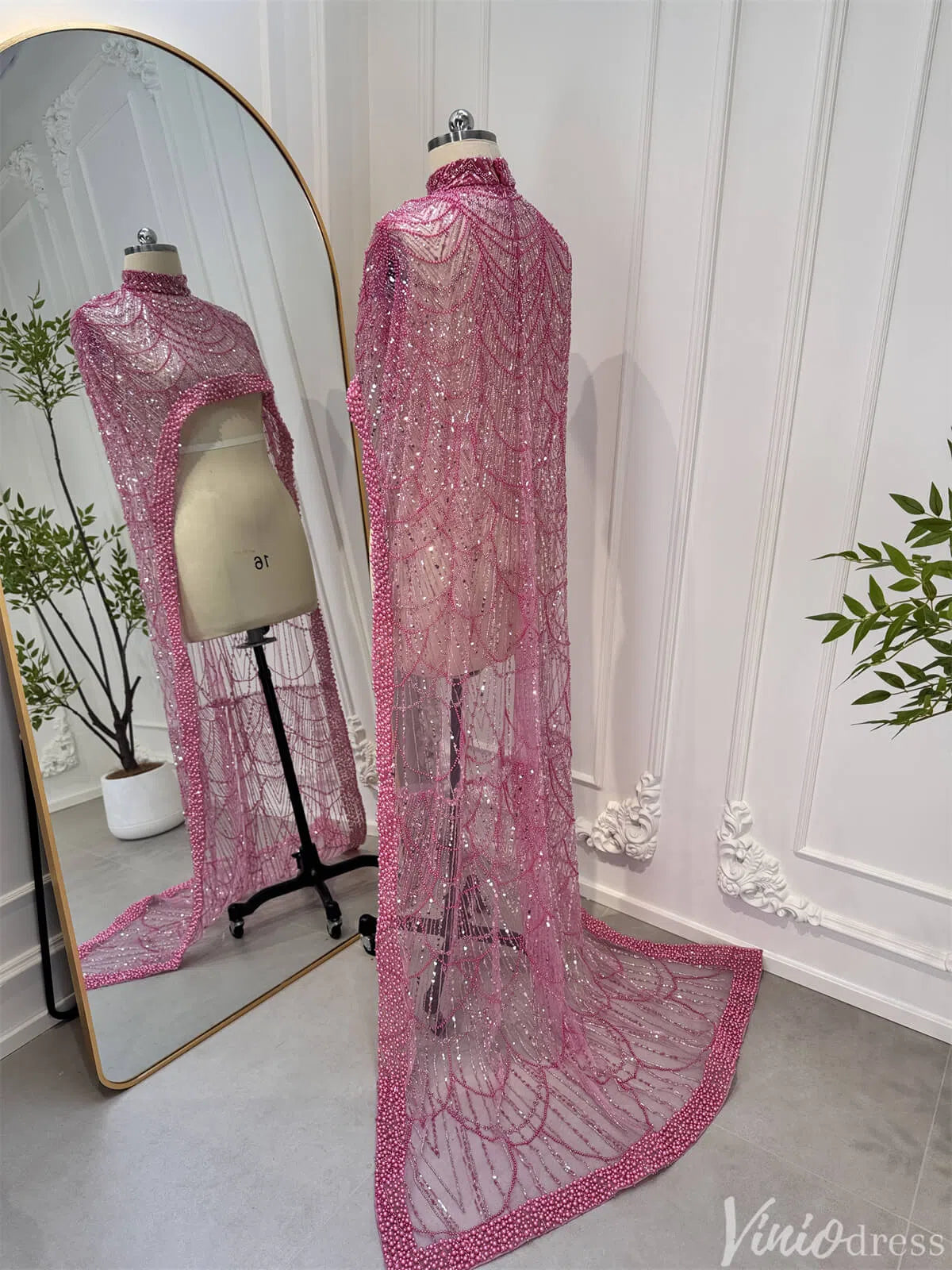 2 in 1 Beaded 20s Evening Gowns Gatsby Wedding Guest Dresses with Cape 20201-Evening Dresses 2025 -Viniodress-Sage-US 2-