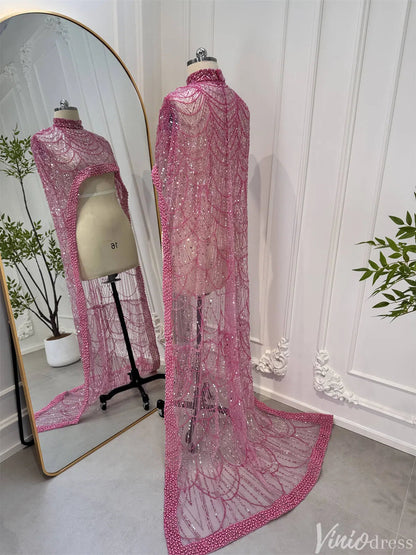 2 in 1 Beaded 20s Evening Gowns Gatsby Wedding Guest Dresses with Cape 20201-Evening Dresses 2025 -Viniodress-Sage-US 2-