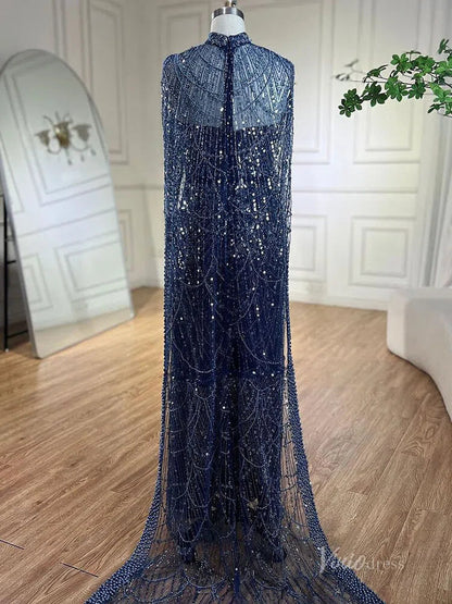 2 in 1 Beaded 20s Evening Gowns Gatsby Wedding Guest Dresses with Cape 20201-Evening Dresses 2025 -Viniodress-Sage-US 2-