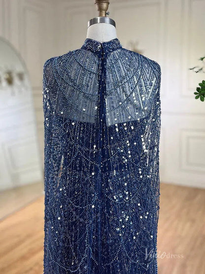 2 in 1 Beaded 20s Evening Gowns Gatsby Wedding Guest Dresses with Cape 20201-Evening Dresses 2025 -Viniodress-Sage-US 2-
