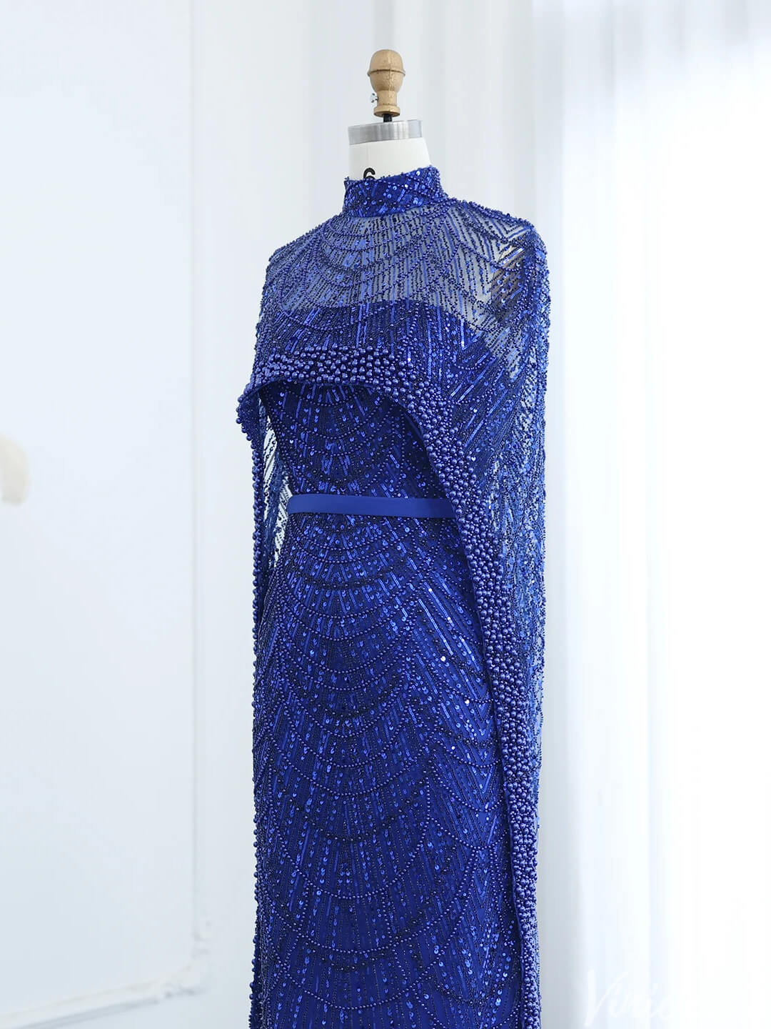 2 in 1 Beaded 20s Evening Gowns Gatsby Wedding Guest Dresses with Cape 20201-Evening Dresses 2025 -Viniodress-Sage-US 2-