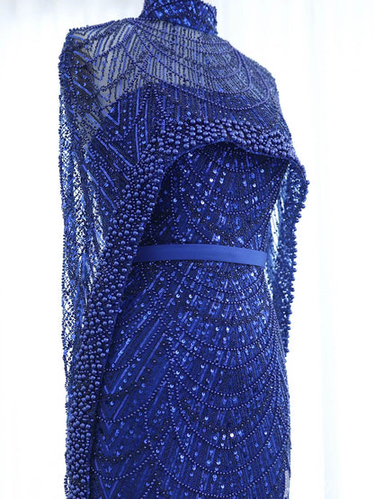 2 in 1 Beaded 20s Evening Gowns Gatsby Wedding Guest Dresses with Cape 20201-Evening Dresses 2025 -Viniodress-Sage-US 2-