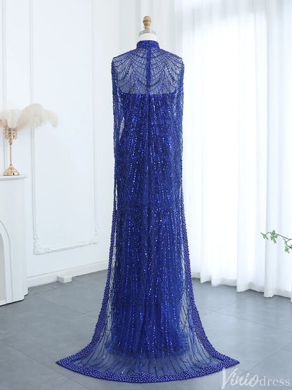 2 in 1 Beaded 20s Evening Gowns Gatsby Wedding Guest Dresses with Cape 20201-Evening Dresses 2025 -Viniodress-Sage-US 2-
