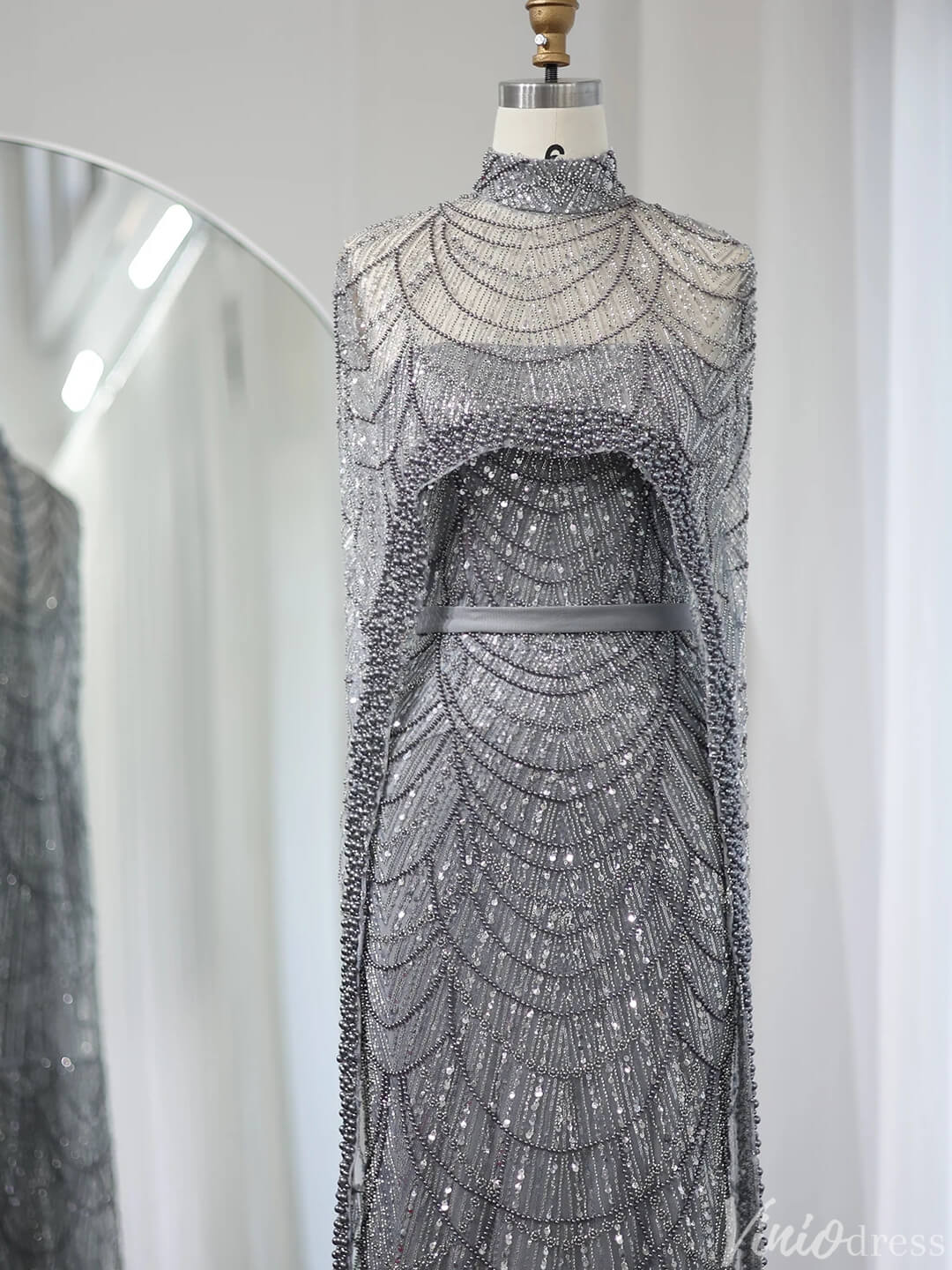 2 in 1 Beaded 20s Evening Gowns Gatsby Wedding Guest Dresses with Cape –  Viniodress