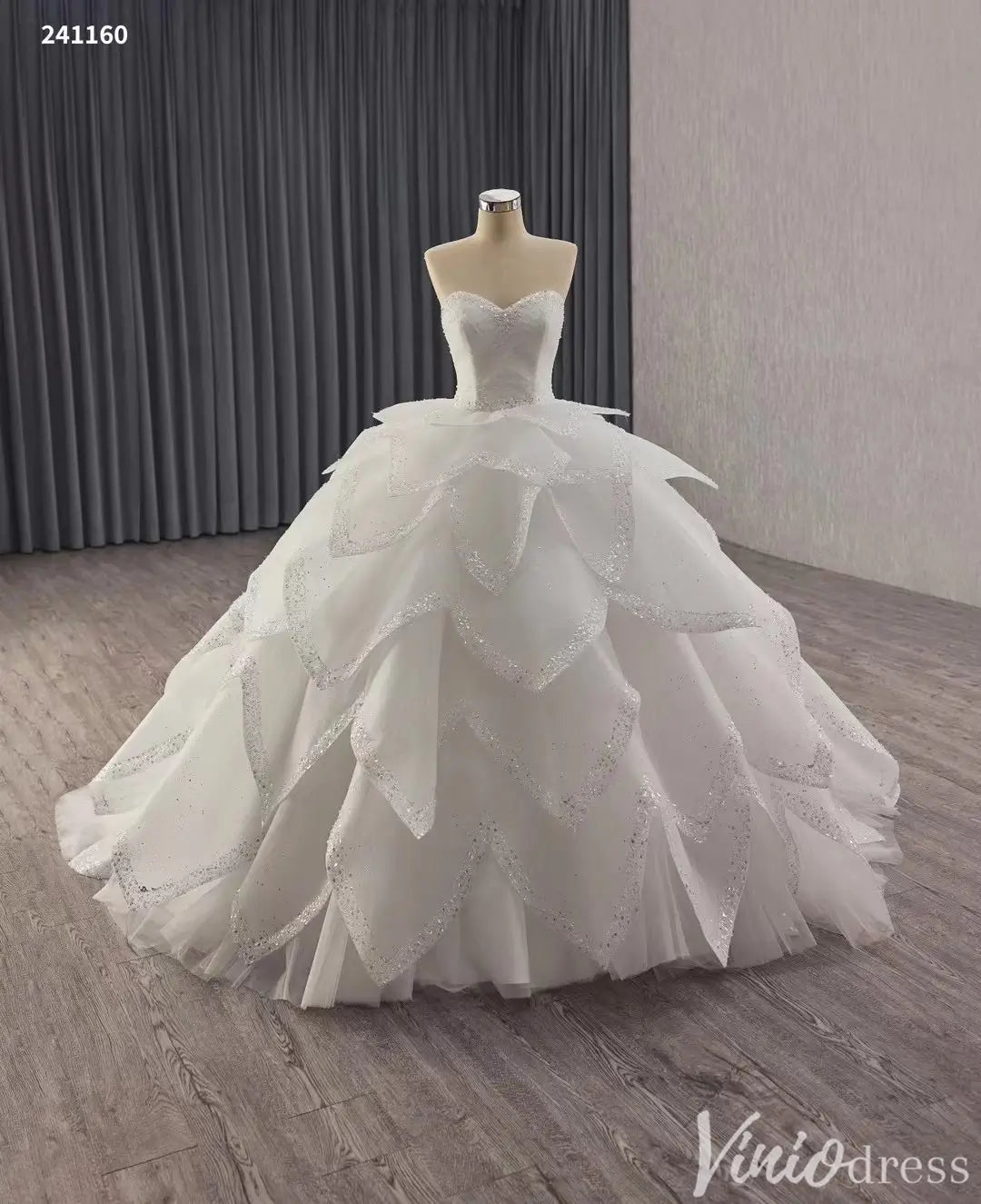 Convertible Quinceañera Dress with Removable Skirt – Sparkling Glitter & Leaf-Layered Design – Style 241160-Quinceanera Dresses 2025 -Viniodress-Red-Custom Size-