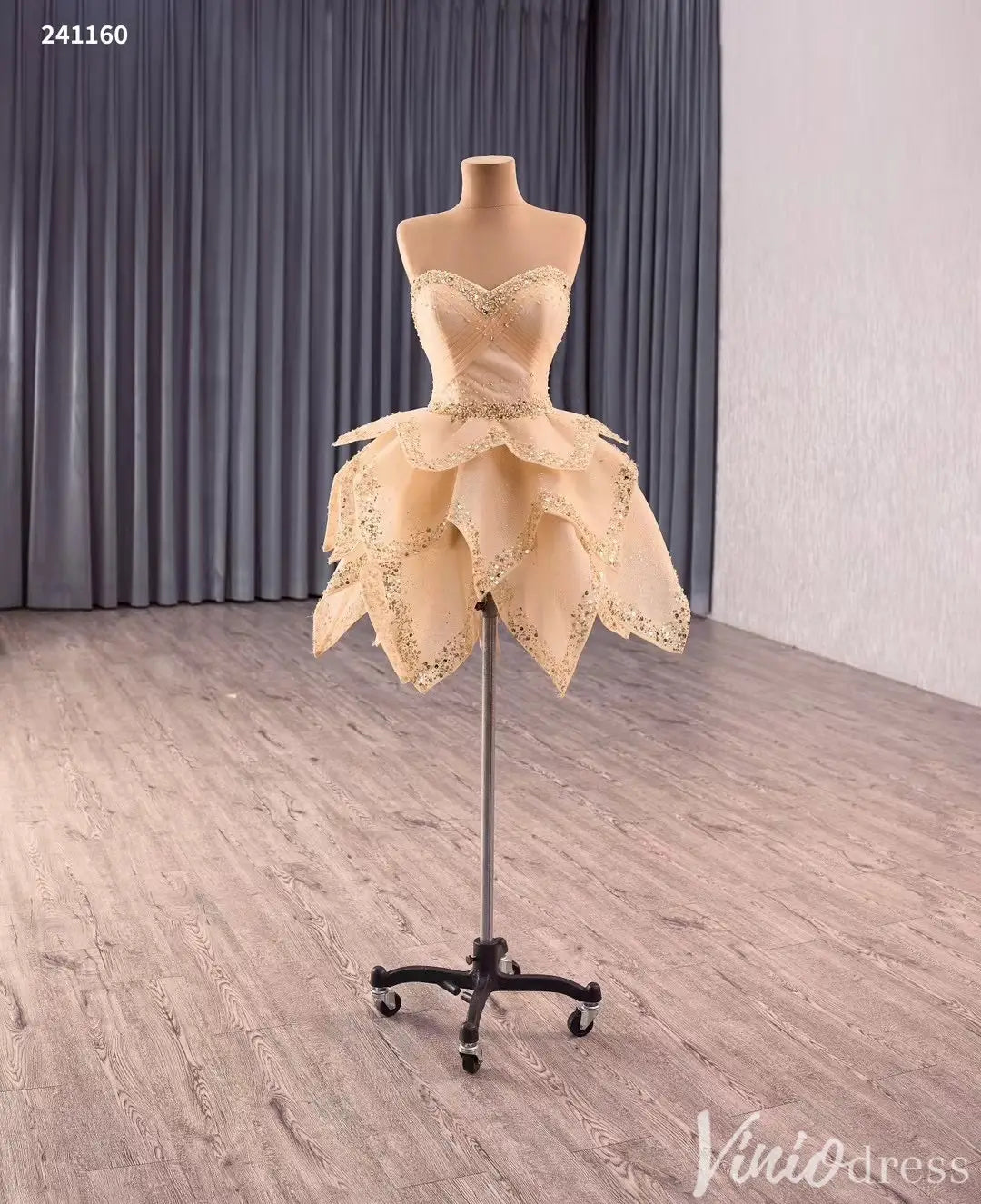 Convertible Quinceañera Dress with Removable Skirt – Sparkling Glitter & Leaf-Layered Design – Style 241160-Quinceanera Dresses 2025 -Viniodress-Red-Custom Size-