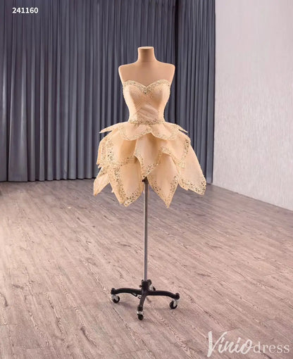 Convertible Quinceañera Dress with Removable Skirt – Sparkling Glitter & Leaf-Layered Design – Style 241160-Quinceanera Dresses 2025 -Viniodress-Red-Custom Size-