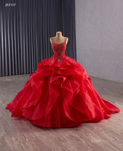 2-in-1 Red Layered Quinceañera Dress with Beaded Cape & Basque Waist | Sweet 16 Ball Gown 251117-Quinceanera Dresses 2026-Viniodress-Red-Custom Size-