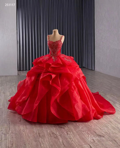2-in-1 Red Layered Quinceañera Dress with Beaded Cape & Basque Waist | Sweet 16 Ball Gown 251117-Quinceanera Dresses 2026-Viniodress-Red-Custom Size-