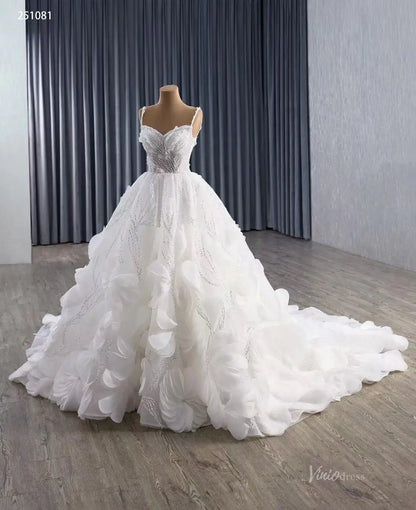 2-in-1 Ruffle Flower Wedding Dresses with Long Sleeves, Sparkly Lace Ball Gown 251081-wedding dresses 2026-Viniodress-Ivory-Custom Size-