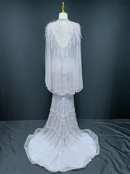2 Piece Beaded Prom Dresses Vintage 20s Formal Party Dress FD2475-Evening Dresses 2025 -Viniodress-Taupe-US 2-
